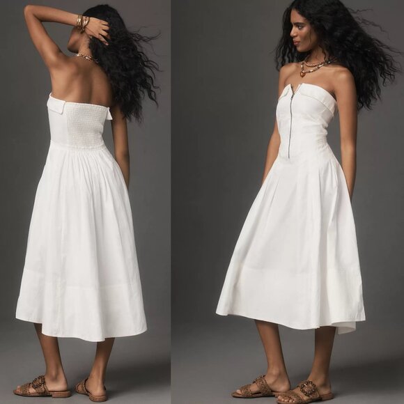 Anthropologie Dresses & Skirts - Anthropologie Pilcro Strapless Twofer Midi Dress size S ivory color new nwt